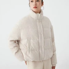 Brunello Cucinelli Womens Down Wool Blended Sequined Goose Down Warm Jacket