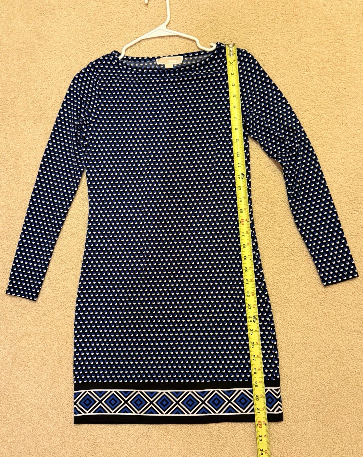 Abito a tubino Michael Kors blu nero bianco a pois manica lunga taglia P