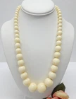 VINTAGE ART DECO GRADUATED FRENCH GALALITH MILK STONE BEAD NECKLACE 23"