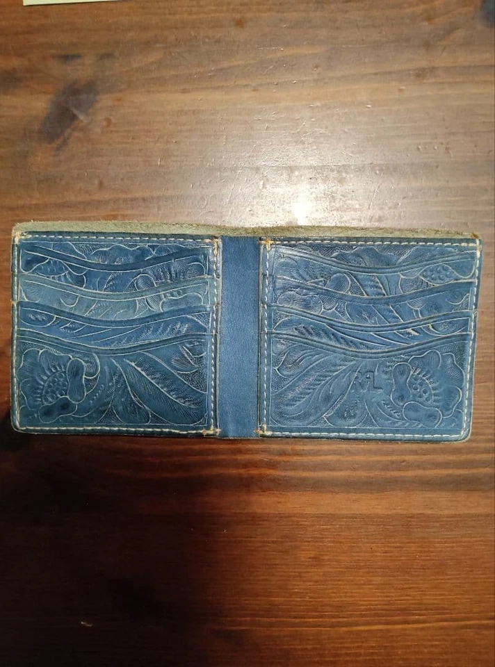 Cartera RRL Ralph Lauren cuero de vaca curtido vegetal azul índigo casi nueva Foto 4 de 4