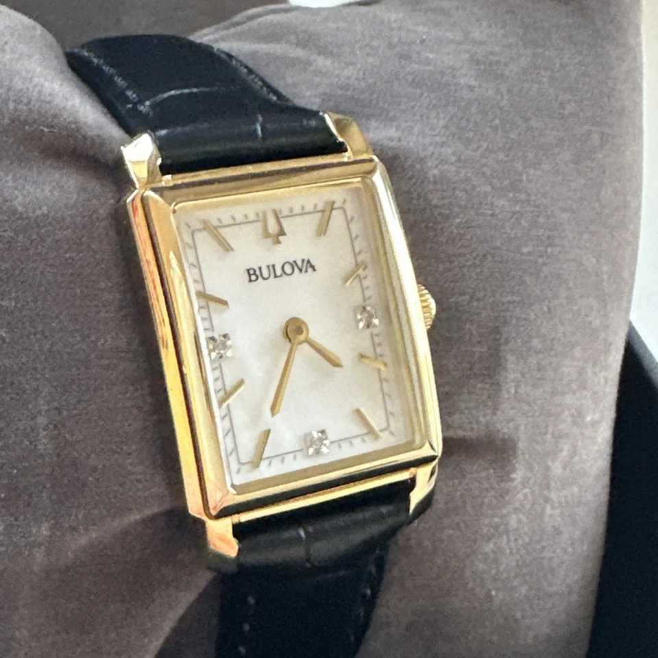 Bulova Women's Sutton Classic Quartz Gemmed Black Leather Watch 21 MM 97P166 - Image 3 of 4