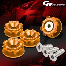 4x ORANGE 24MMx11MM ALUMINUM QUICK RELEASE FASTENER BUMPER FENDER GEAR LIDS KIT
