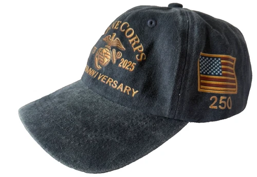 United States MARINE CORP 250th Anniversary Baseball Cap Blue