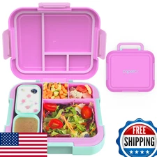 Caperci Kids Bento Box, 4.8 Cups Lunch Box, 2 Modular Containers, Leak-Proof