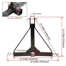 New 3 Point 2" Receiver Trailer Hitch Drawbar Adapter Category One Tractor Black