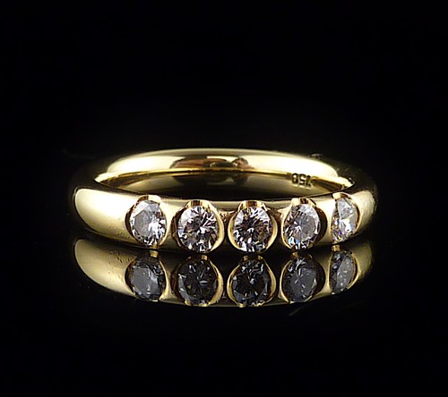 0,50ct Halb Memoryring Goldring mit 5 Diamanten Brillanten 750 18kt Gr 56 17,8mm - Bild 9 von 15