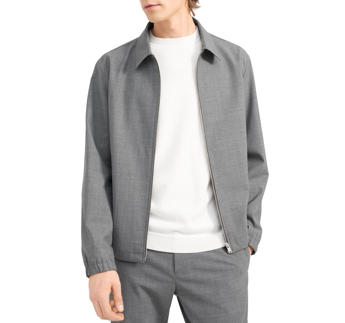 Theory 288450 Men's Brody Stretch Wool Bomber Jacket Gray Theory 288450 Men's Brody Stretch Wool Bomber Jacket Gray