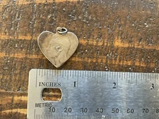 ORIGINAL WWII THEATER MADE STERLING SWEETHEART HEART PENDANT FROM COIN