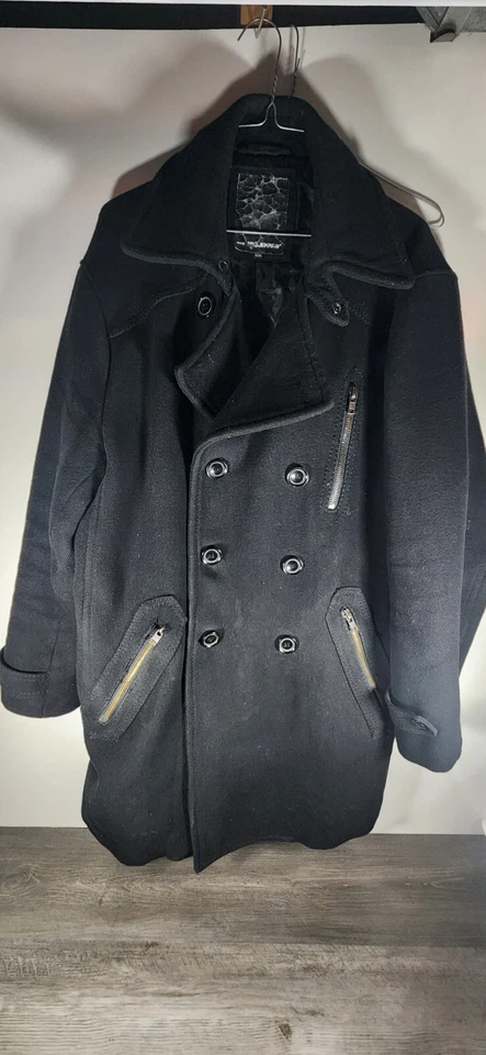 Projek Raw Peacoat Coat Emo Gothic Three Zippers Deep Pockets Mens XL - Image 3 of 4