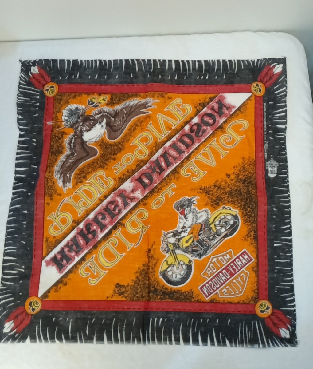 Vintage Official Harley Davidson Scarf Bandana Wall Decor RN