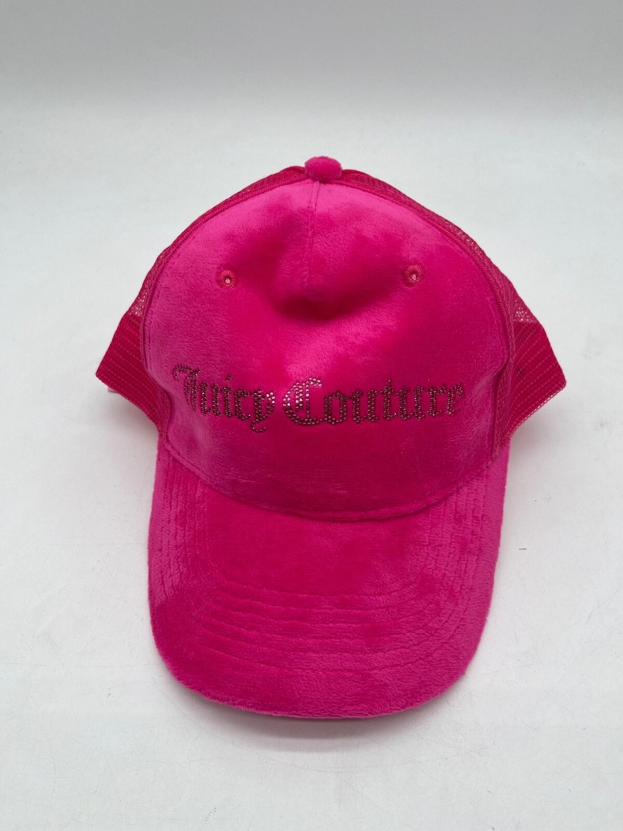 Juicy Couture Hat Hot Pink‎ Trucker Mesh Cap Velour Crystals Adjustable Y2K Juicy Couture‎ Hat Hot Pink Trucker Mesh Cap Velour Crystals  main image 4