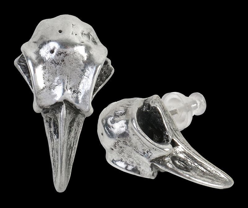 Alchemy Gothic Earrings - Rabenschädel - Fantasy Jewellery Crow Poe Skull raven