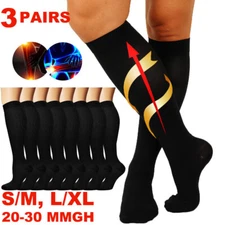 (3 Pairs ) Compression Socks Relief Stockings Graduated Support Mens and Womens