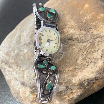 Blue Turquoise Navajo Sterling Silver Old Pawn Watch Tips 1636 | eBay