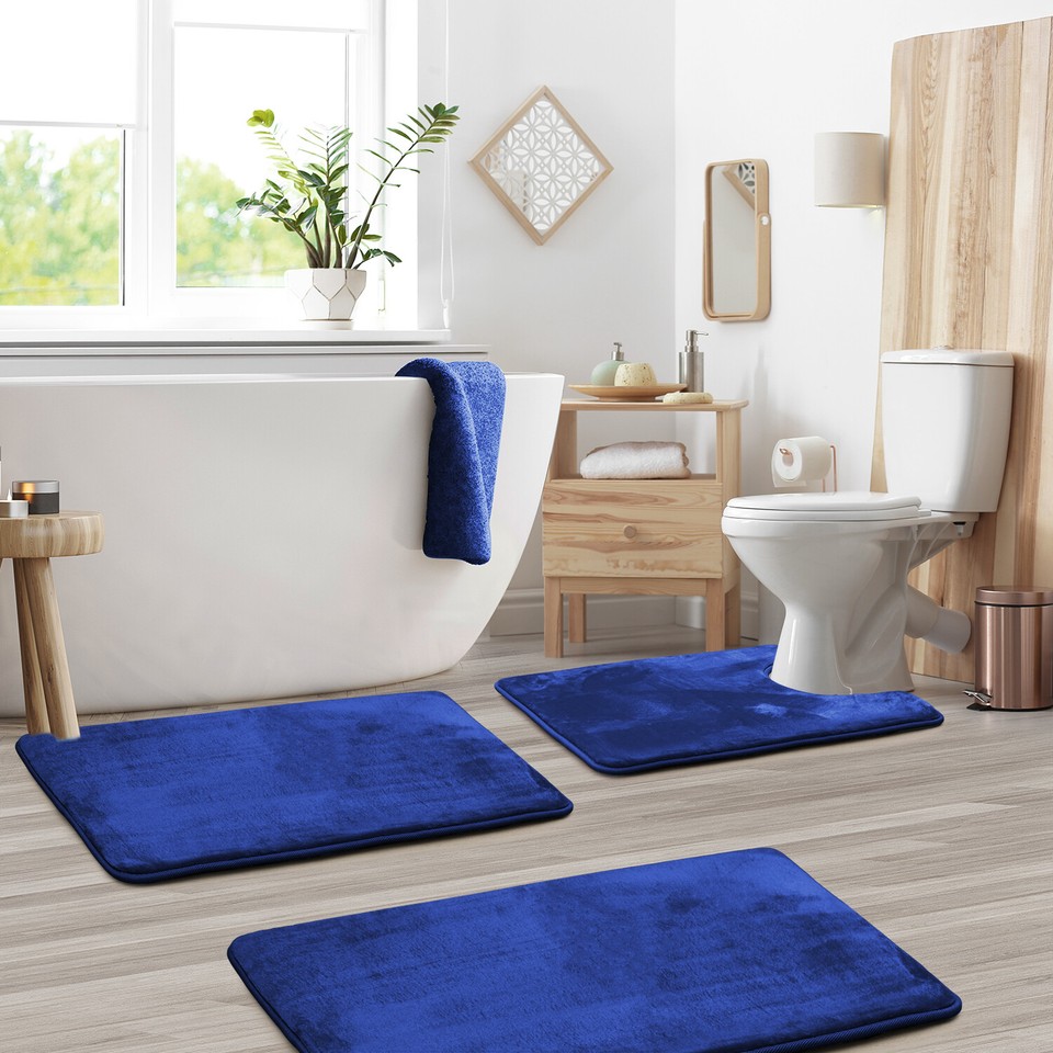 3PC Bathroom Rug Memory Foam Bath Mat Set - Small Large and Contour ...