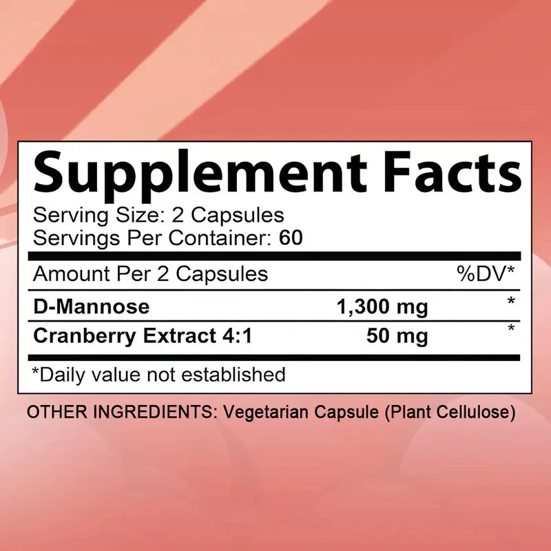 D-Mannose 1300 мг 120 капсул UT мочевыводящие пути/функция печени/мочевого пузыря - Изображение 2 из 2