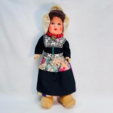 VTG Collectible Souvenir Dutch Doll Wooden Shoes Holland Celluloid 4"Wx4"Lx11"H