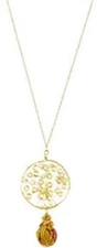 New ANJU PENDANT NECKLACE Aasha Gold-Tone Tree Of Life Wire-Wrap Sari One Size