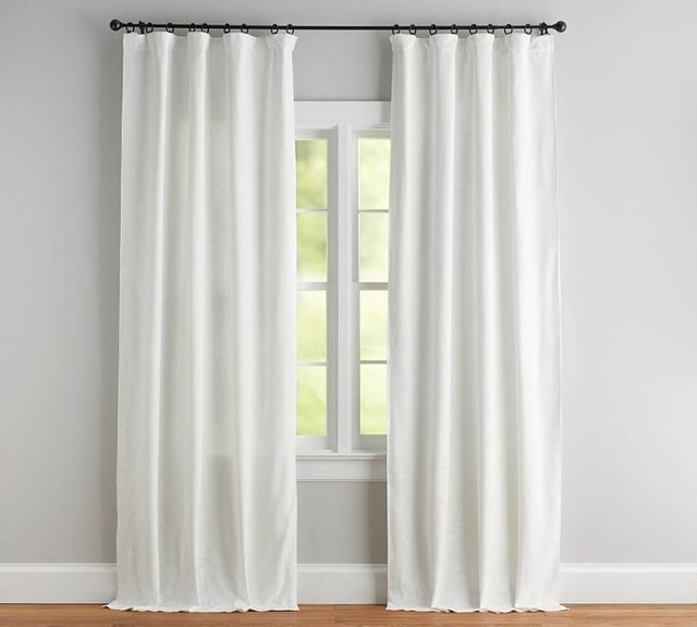 1 Pottery Barn White Seaton Textured 108 Drape Curtain Panel For