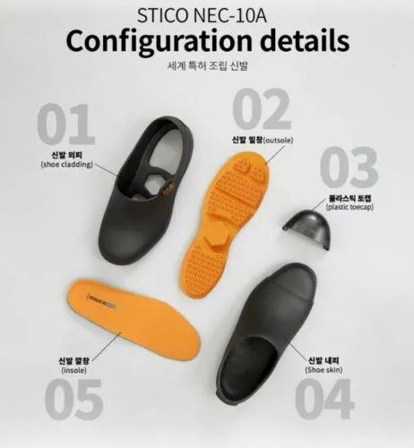 STICO Unisex Zapatos Antideslizantes con Toecap Chef Zapatos Zueco Zapatos de Seguridad NEC-10A - Imagen 4 de 7