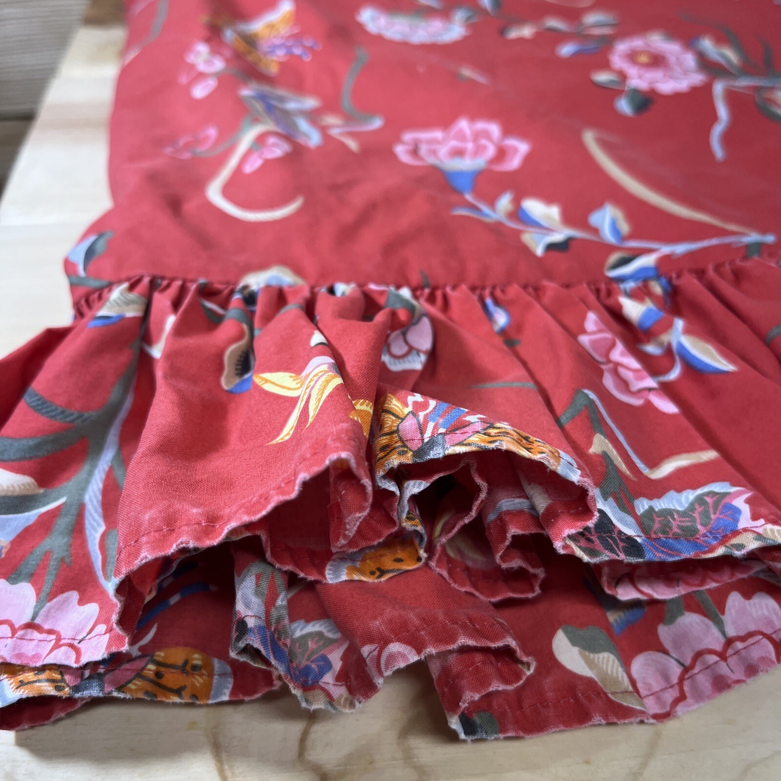 Ralph Lauren Euro Pillow Case Sham Red Floral Butterly Ruffle Trim