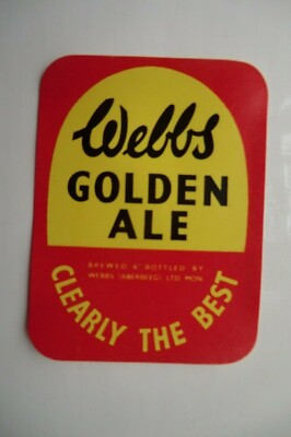 NEUWERTIGES WEBBS ABERBEEG GOLDEN ALE BRAUEREI BIERFLASCHENETIKETT 