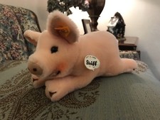 NEW Rare Steiff Pink piglet Pig Laying 9 plush stuffed animal Z7