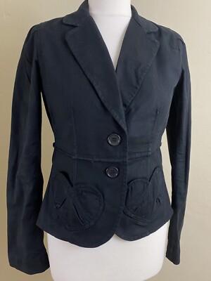 VINTAGE 1990s SONIA RYKIEL black stretch cotton blazer jacket size FR38 (UK10)