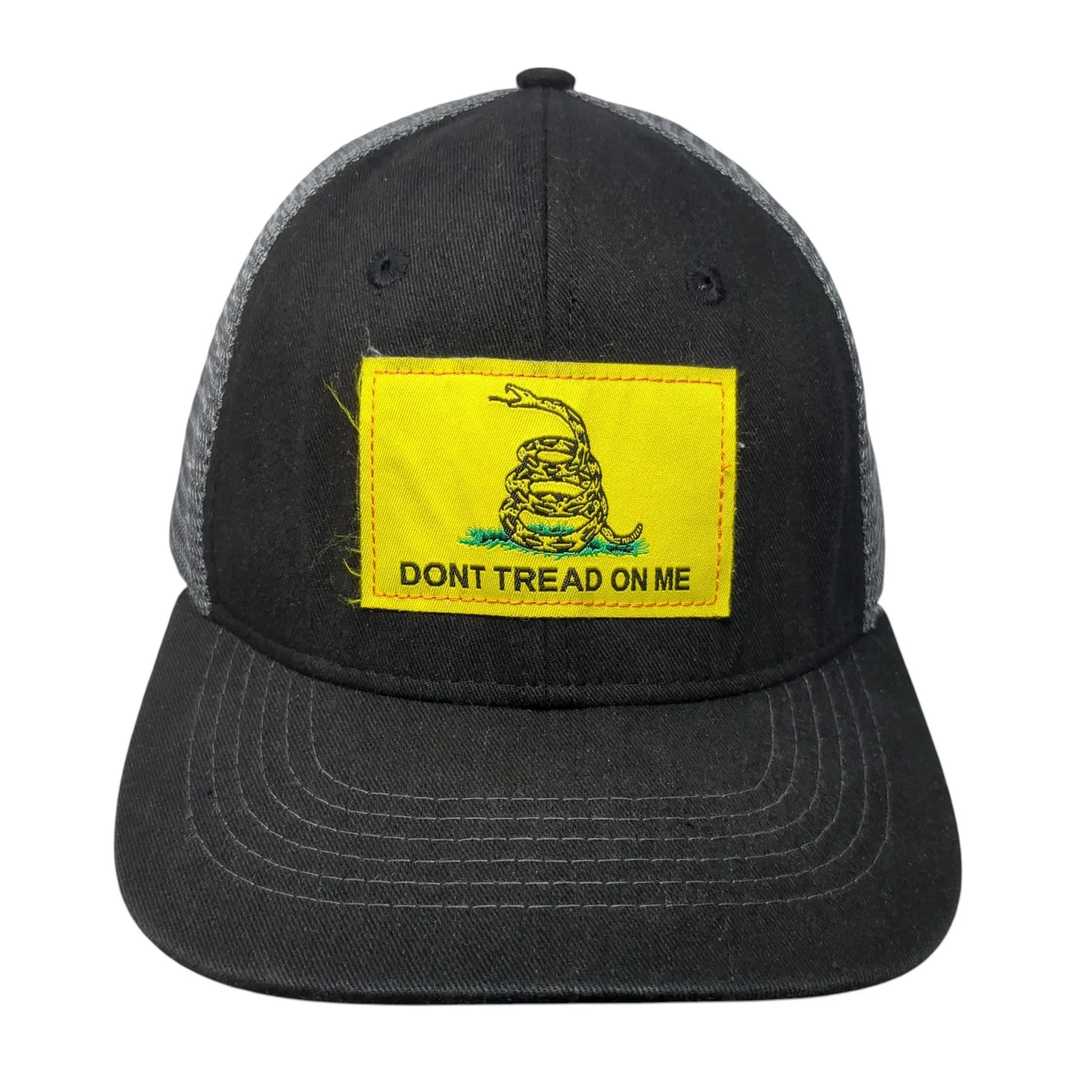 Don't Tread On Me Snake Snapback Trucker Hat Black One Size Colorblock
