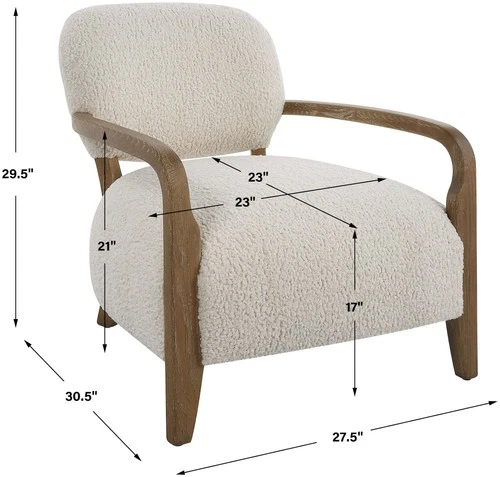 Uttermost 23772 Telluride 28"W Oak Framed Polyester Accent Chair - Oak / White - Picture 5 of 5