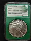 1994 american silver eagle NGC ms69 from US mint sealed box key date green slab