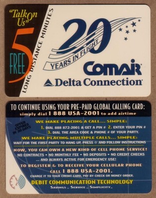 5m ComAir Delta Connection Promo - 20 Years In Flight Phone Card