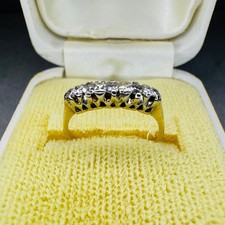 vintage 14ct Yellow Gold Natural Diamond 5 stone Eternity Ring Xtra small size G