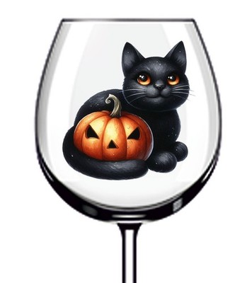 12x Halloween Katze Kürbis Vinyl Aufkleber Abziehbild Becher Weinglas Flasche Tasse Becher