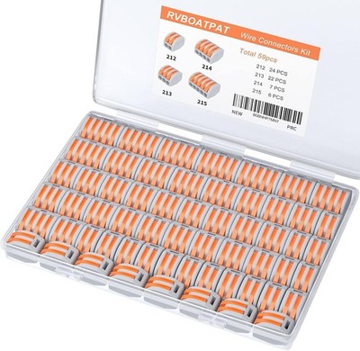59 Stck. Elektrische Draht Kabelverbinder Schnell Wiederverwendbar Feder Hebel Terminal Kit