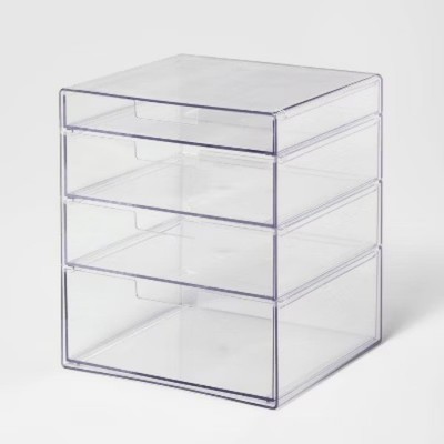 4 Drawer Stackable Countertop Organizer Clear - Brightroom: Bathroom &