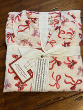 Pottery Barn Kids Holiday Bow Flannel Loose fit Pajama Set sz 4 NEW w/tags