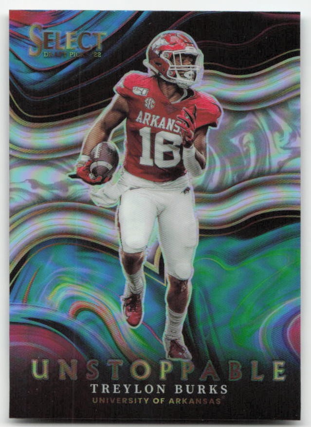 2022 Panini Select Draft Picks #US-TB Treylon Burks Unstoppable Silver Prizm