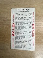 1964 Cutty Sark Los Angeles Dodgers Vintage MLB Baseball Schedule E336