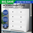 ALFORDSON 5 Chest of Drawers Hamptons Storage Cabinet Dresser Tallboy White