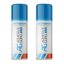 Adhesive Guru CA Glue Accelerator Spray (2 x 3.38 fl oz) Aerosol Activator fo...