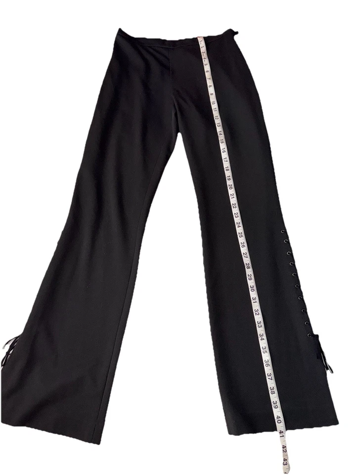 Pantalones Fabrizio Gianni Gris Frente Plano Elastizados Corsé Lateral Cordones Talla 12 Foto 4 de 4