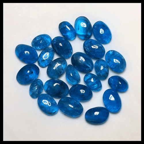 Lote Tesoros Azules ~ 23 Piezas Piedras Preciosas Cabujón Apatita Neón Natural Alto Grado 5-7mm - Imagen 8 de 11