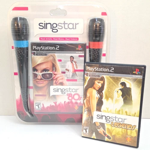 SingStar 80s Legends PS2 Bundle 2 Mics Adapter Game Tested Complete Set