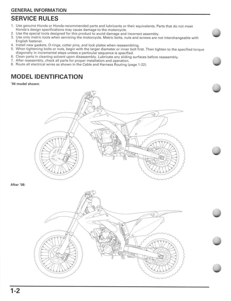 HONDA CRF250R 2004 - 2009 WORKSHOP SERVICE REPAIR MANUAL - Image 3 of 3