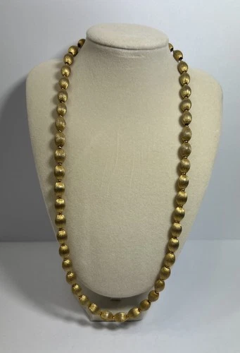 Vintage Beaded Faux Gold 21 In Necklace Costume Jewelry