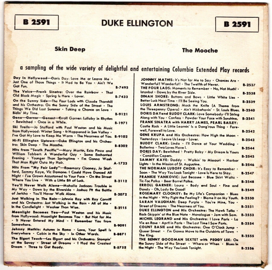 Duke Ellington, Skin Deep / The Mooche, Columbia Hall Of Fame, B 2591, 7" 45 RPM - Image 3 of 3