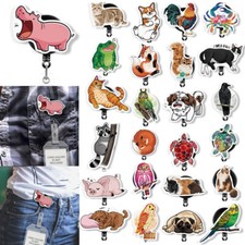 Animal Retractable ID Name Card Key Tag Badge Reel Holder Alligator Swivel Clip