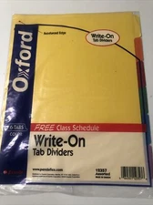 Oxford 12357 Write-On Dividers 6-Tab NEW Colorful