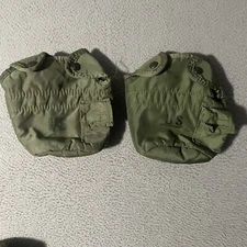 2 Vintage US Military 2 QT Collapsible Water Canteen Pouch Cover